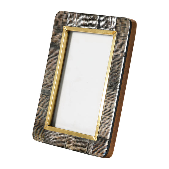 Black+Natural Horn Frame w/ Brass Border