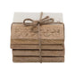 S/4 Marble & Hand-Carved Wood Coasters