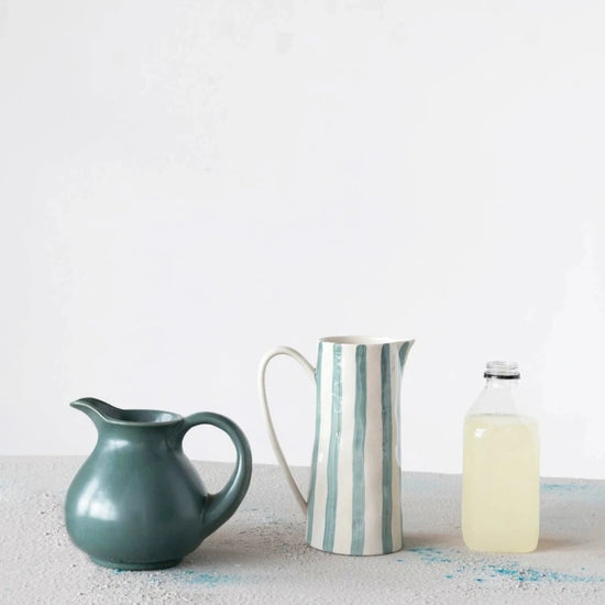 Matte Teal Stoneware Pitcher