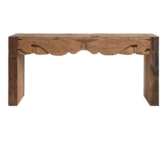 Hand Carved Wood Console Table