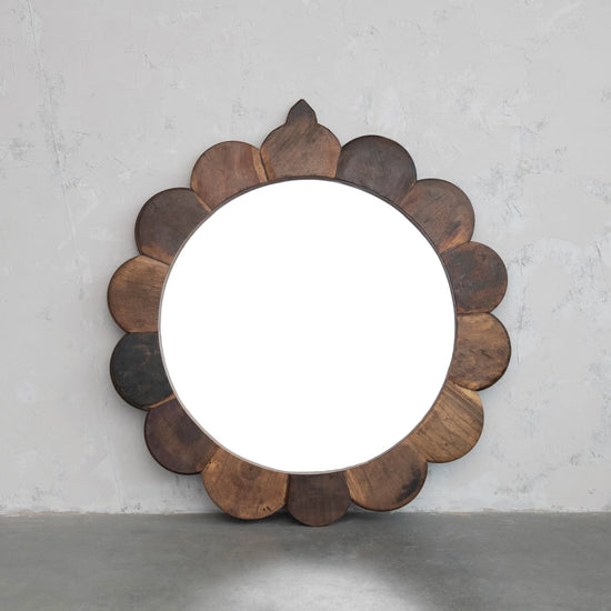 Scalloped Wood Mirror