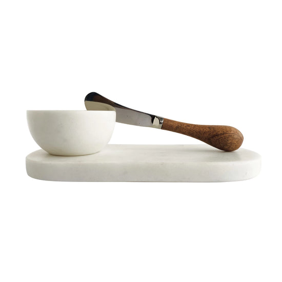 Marble Serving Board w/ Bowl + Knife