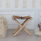 Teakwood & Goat Fur Folding Stool