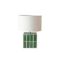 Green Tile Lamp with Linen Shade