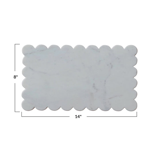 White Scalloped Marble Cheese/Cutting Board