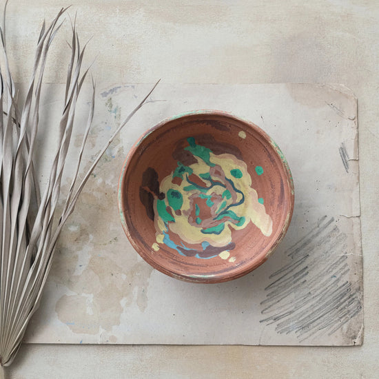Hand-Painted Terra-Cotta Bowl