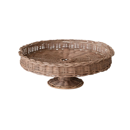 Rattan Pedestal with Braided Rim