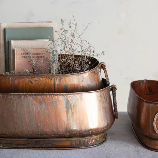 Metal Copper Finish Planter