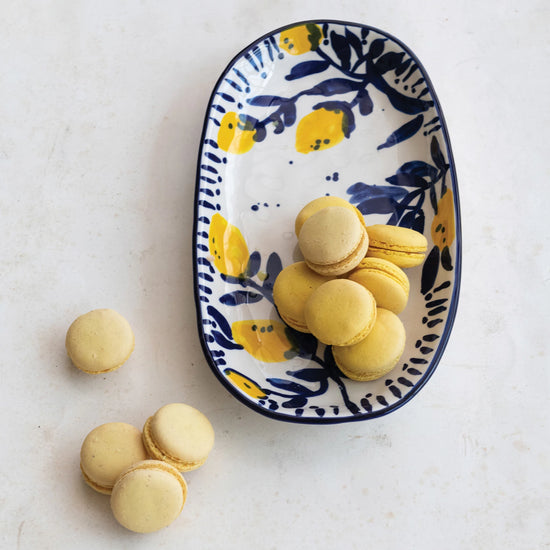 Hand-Painted Platter with Lemons