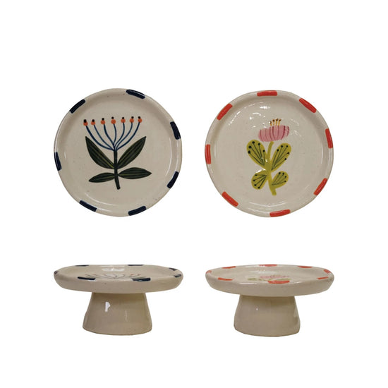 Hand-Painted Pedestal Stoneware