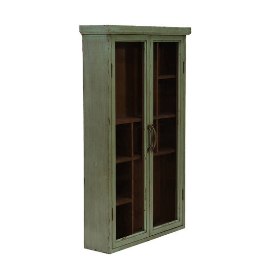 Wood & Glass Cabinet with Brass Pulls