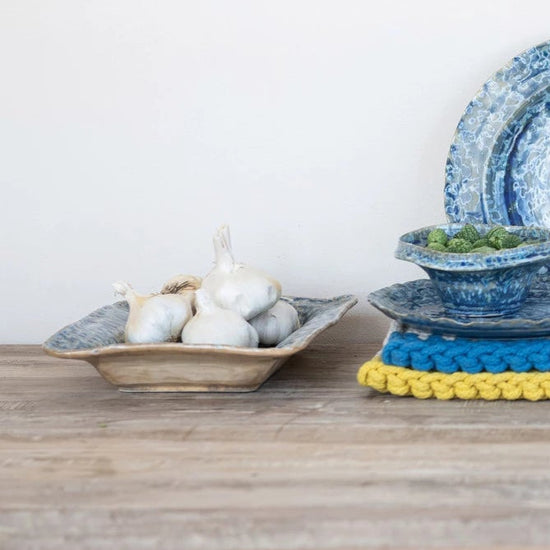 Blue Stoneware Serving Dish