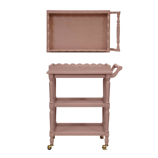 Pink Wood 3 Tier Bar Cart