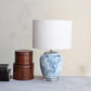 Blue Ceramic Table Lamp with Linen Shade