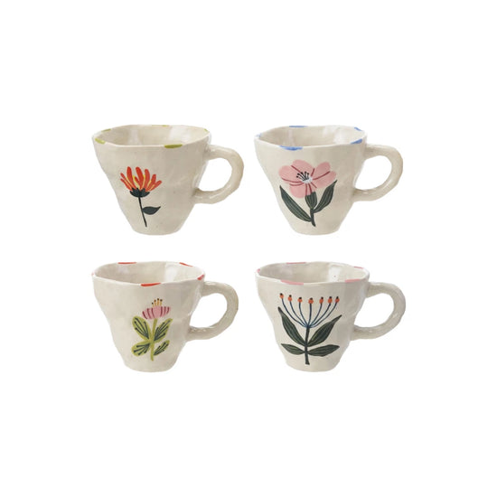 Hand-Painted Stoneware Mugs