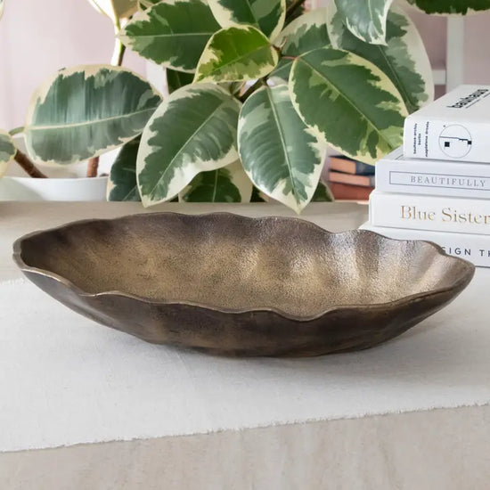 Large Bronze Oval Bowl