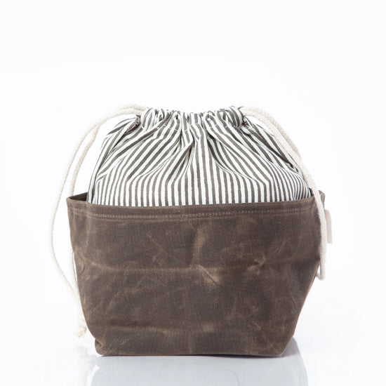 Small Olive Waxed Canvas Bin