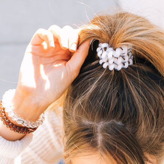 S/3 Coconut White Hair Ties - Spiral Hair Coils