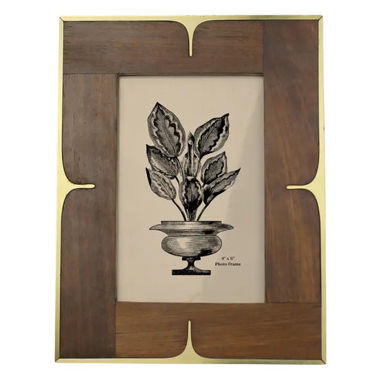 4 X 6 Wood & Brass Picture Frame