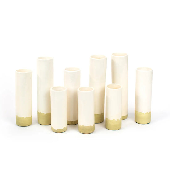 White Ceramic Cylinder Bud Vase