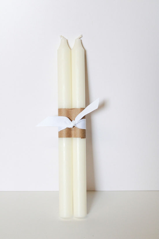 Set of 2 Ivory Taper Candles