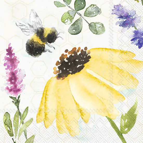 Summer Bees Cream Cocktail Napkins