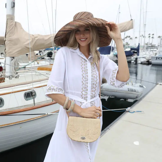 Natural Embroidered Vines Straw Crossbody