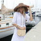 Natural Embroidered Vines Straw Crossbody