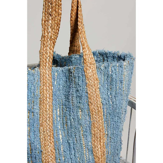 Blue Handwoven Textured Tote Bag
