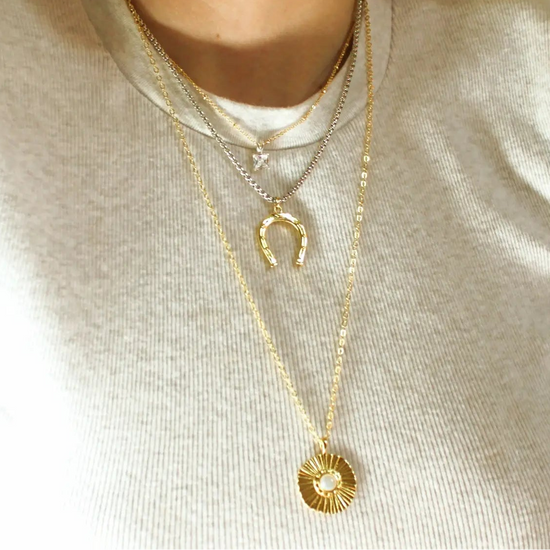 Gold Burst Pendant Necklace