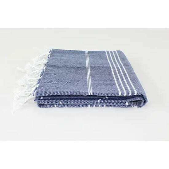 Navy Turkish Classic Striped Peshtemal Towel