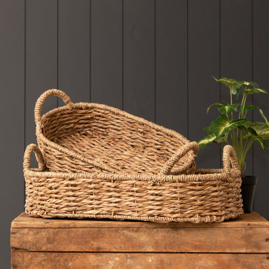 Handmade Oval Seagrass Basket Tray