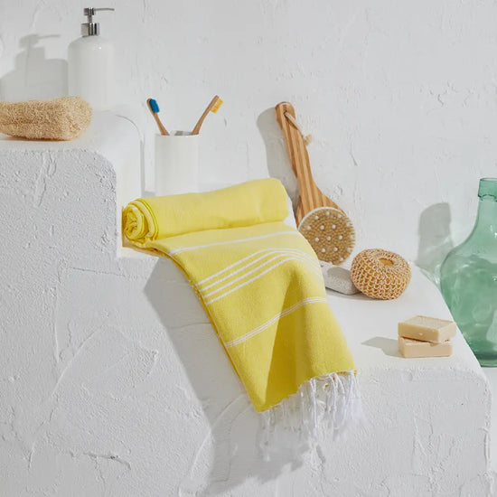 Lemon Yellow Striped Turkish Towel