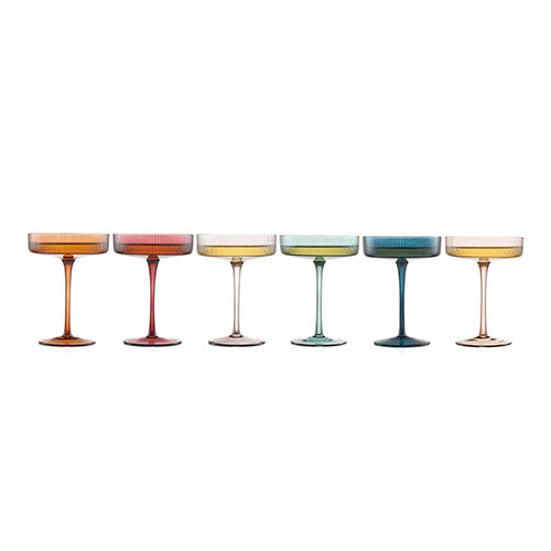 Ribbed Pastel Coupe Glasses