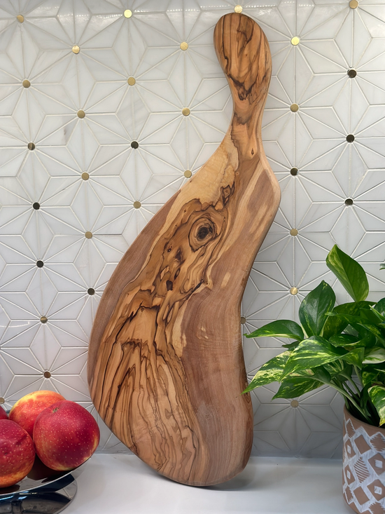 Olive Wood Long Handle Cheese Board