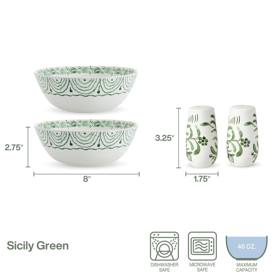 Green Sicily Salt & Pepper Shakers