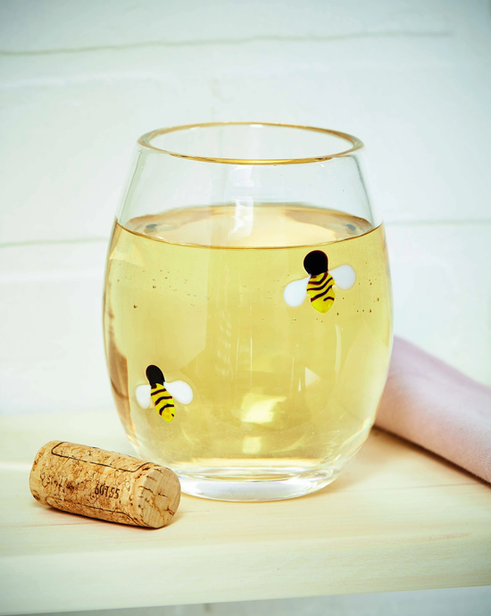 Bee Stemless Wine Glass