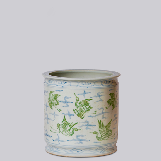 Cranes + Clouds Porcelain Cachepot