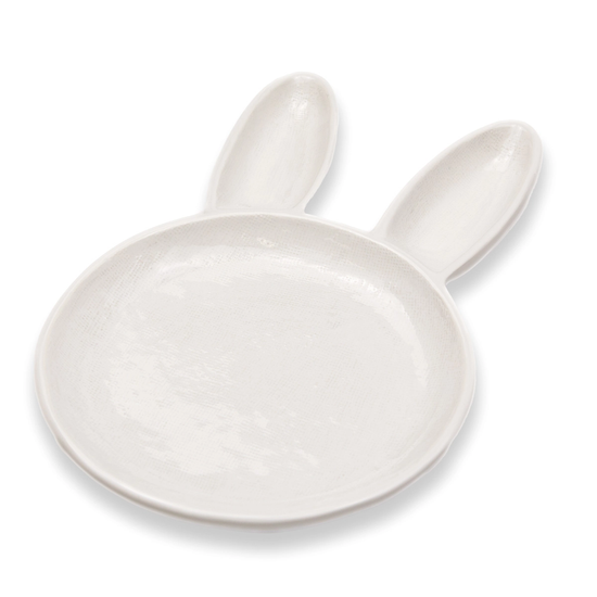 13" White Bunny Dish