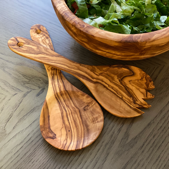 Olive Wood Salad Servers