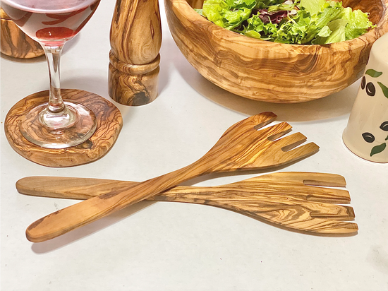 Olive Wood Salad Serving Forks