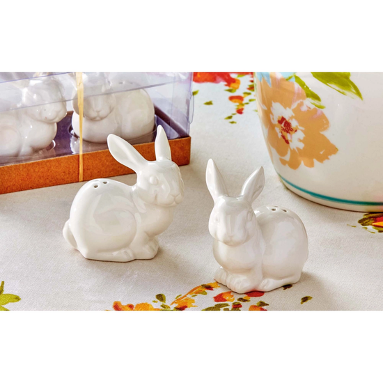 White Bloom Bunny Salt & Pepper Shaker