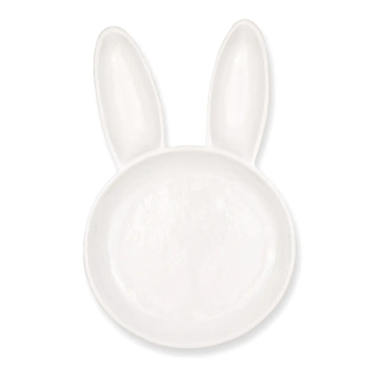 13" White Bunny Dish