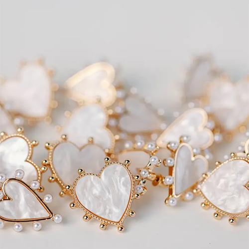Gold Studded Pink Tortoise Hearts