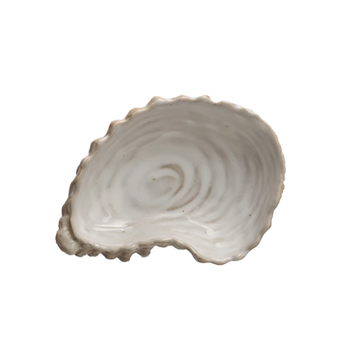 White Stoneware Clam Shell Dish