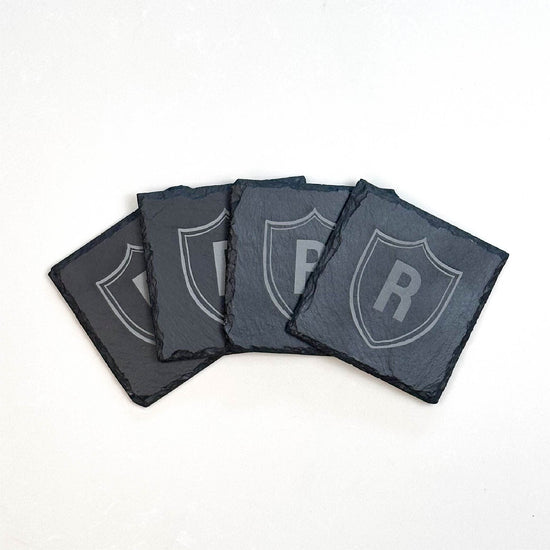 Set of Four Slate Coasters with Single Letter Monogram