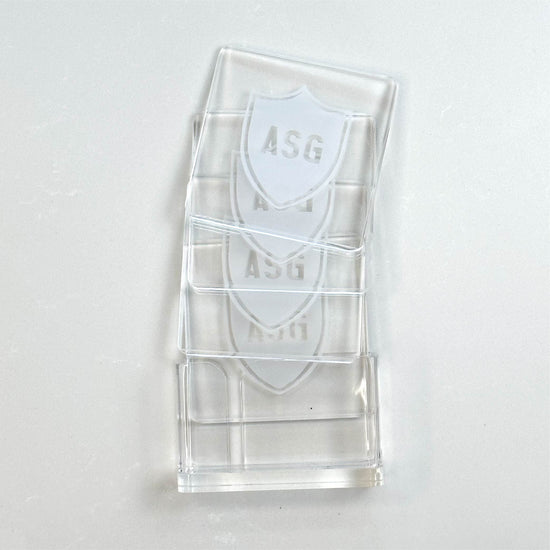 Set of Four Lucite Square Coasters w/ Custom Monogram