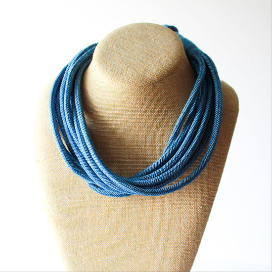 Cobalt Slub 8-Strand Necklace