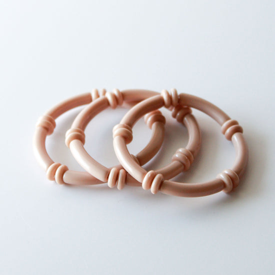 Set of 3 Beige Skinny Tube Bracelets
