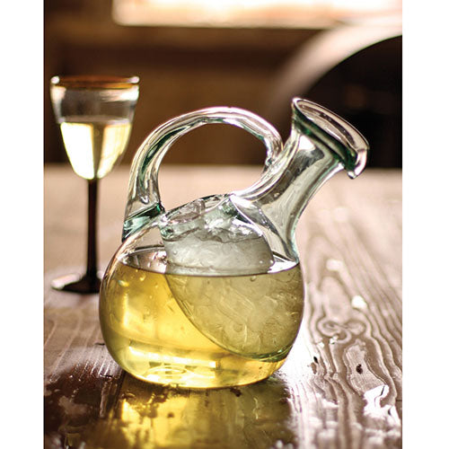 Tilted Glass Decanter with Ice Pocket